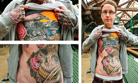 Weaving aspects of mortality with the spiritual, we are left with beautifully honest dedication to our cycle of life. Amazing Skull and Raven traditional tattoo on belly | Best ...