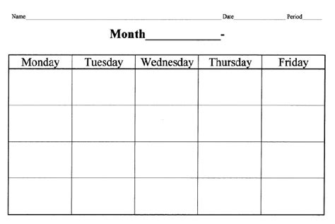 4 Week Blank Calendar Template Free Calendar Template