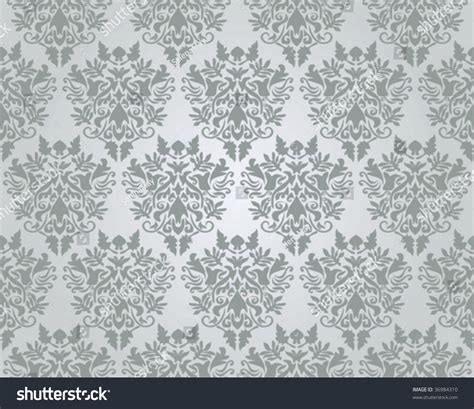 Seamless Silver Damask Wallpaper Vector Illustration Stock Vector