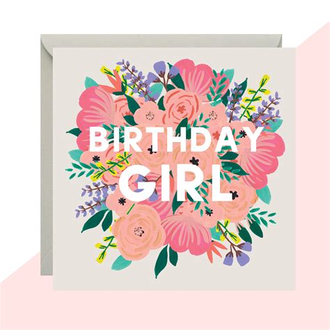 Lottie Simpson Birthday Girl Floral Card Birthday Etsy Uk