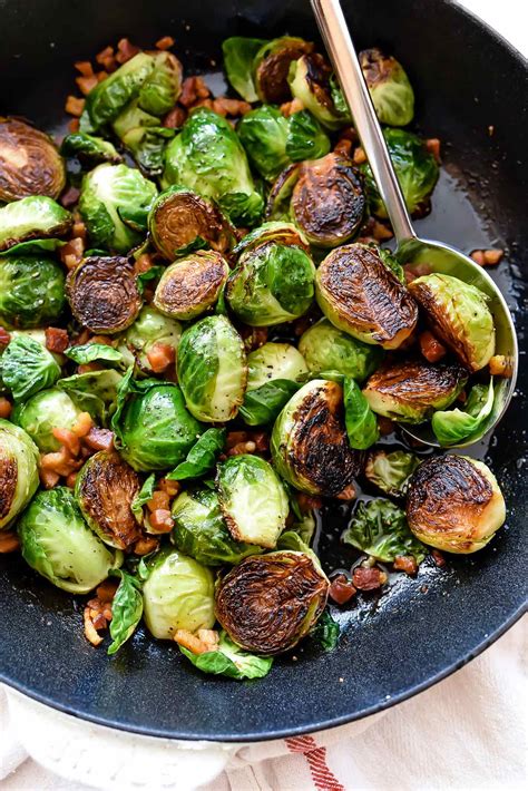 Complete recipe as in step 4, substituting 1/4 cup snipped fresh chives and 1 teaspoon grated fresh lemon peel for pine nuts. Roasted Brussels Sprouts with Pancetta | foodiecrush.com
