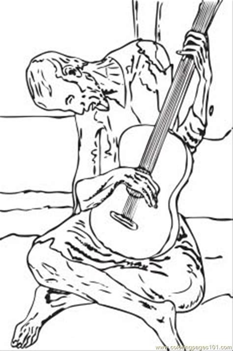 Pablo picasso coloring pages are a fun way for kids of all ages to develop creativity, focus, motor skills and color recognition. Blue Guitar By Pablo Picasso Coloring Page - Free Painting ...