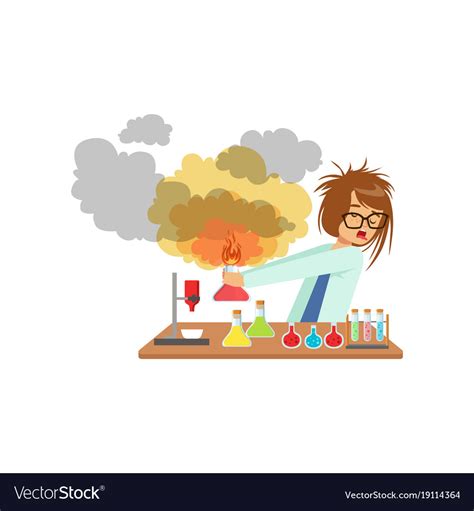Girl Scientist After A Failed Experiment Mixture Vector Image
