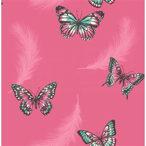 Butterflies Feather Wallpaper Pink Fd40920 Feather Wallpaper Love