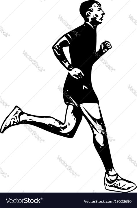 Drawing Running Man Silhouette Royalty Free Vector Image
