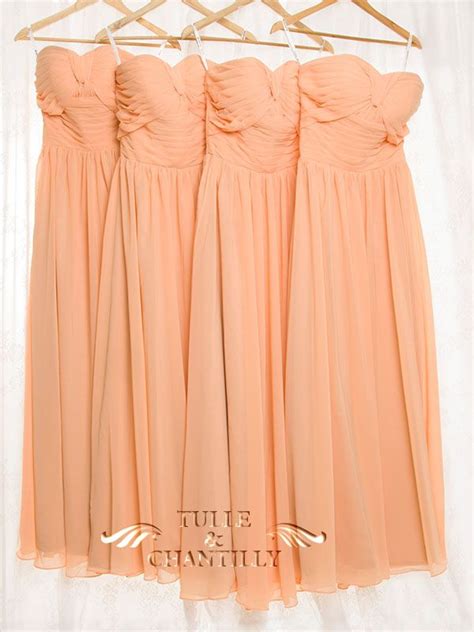 Pretty Peach Chiffon Bridesmaids Dress Tbqf179 16500 Custom