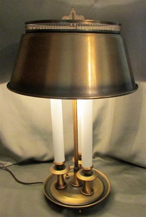 Vintage Brushed Brass 3 Candle Light Electric Bouillotte Table Lamp