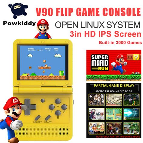 Powkiddy V90 Game Console 3 Inch Hd Ips Screen Flip Handheld Game