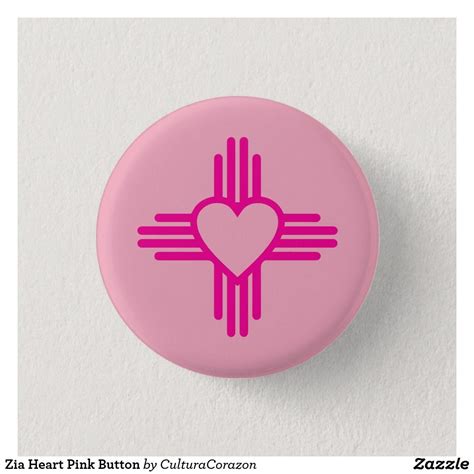 Zia Heart Pink Button Pink Custom Buttons Buttons
