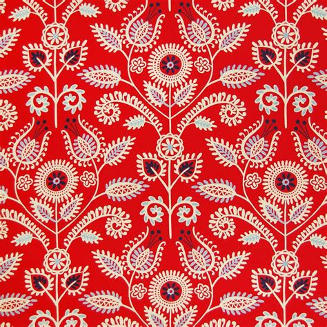 Americana Red Contemporary Print Upholstery Fabric By The Yard G3668