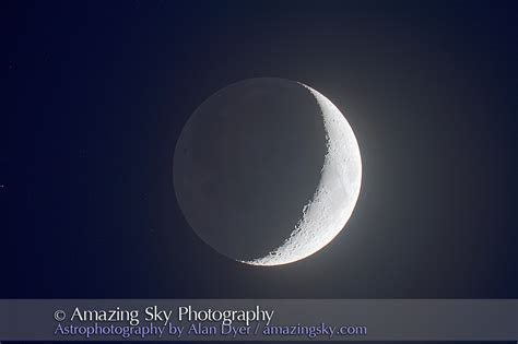 Earthshine On Waxing Crescent Moon Amazing Sky Astrophotography By