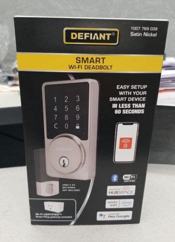 Defiant Smart Wifi Deadbolt Square With Hubspace In Satin Nickel 1007