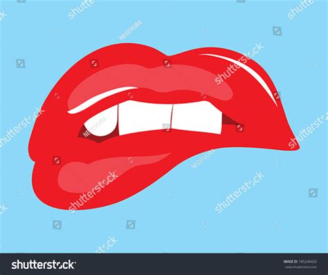 Biting Her Red Lips Pop Art Stock Vector Royalty Free 185246420