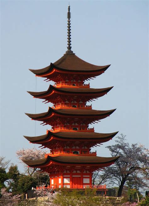 Architecture Goju No To Pagoda Miyajima Island Hiroshima Prefecture