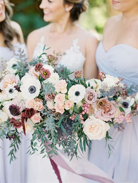 Bridal Bouquet Blush And Mauve With Anenomes By Precious And Blooming