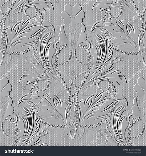 Baroque Style Emboss 3d Seamless Pattern Stock Vector Royalty Free