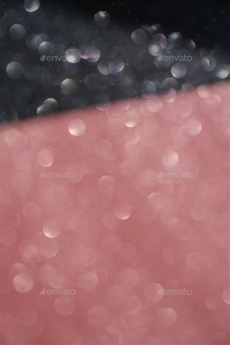 Black And Pink Abstract Glitter Background With Shiny Bokeh Stock Photo