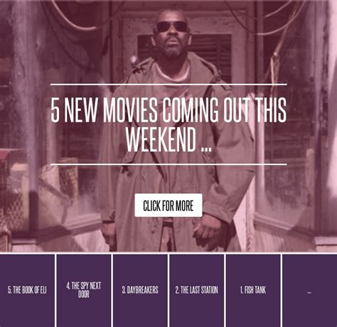 The latest new movies playing in theaters this week. 5 New Movies Coming out This Weekend ... Lifestyle