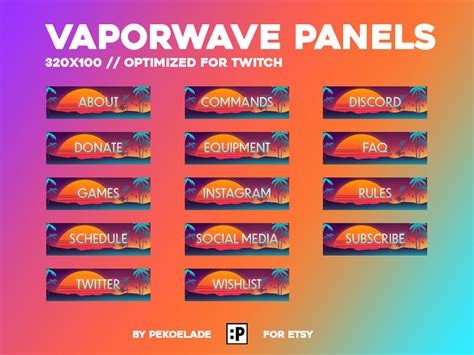 Vaporwave Twitch Profile Panels Text Twitch Panels With Etsy