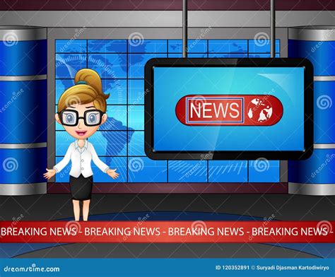 Newsreader Is Broadcasting On Tv Stock Vector Illustration Of