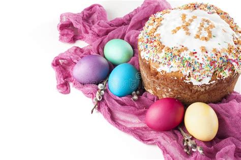Scattered Painted Easter Chicken And Quail Eggs On A White Background