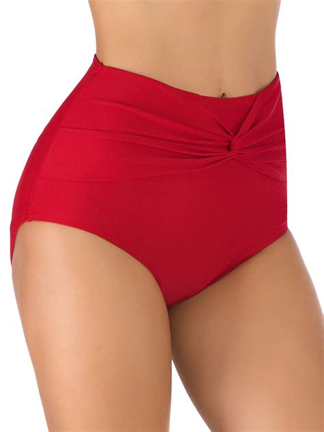 Womens High Waist Bikini Bottoms Swimsuit Swim Briefs Summer Underwear