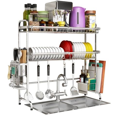 Automatically retractable and movable, with high safety performance and.material: 304 Stainless Steel Kitchen Shelf Rack Drying Drain ...