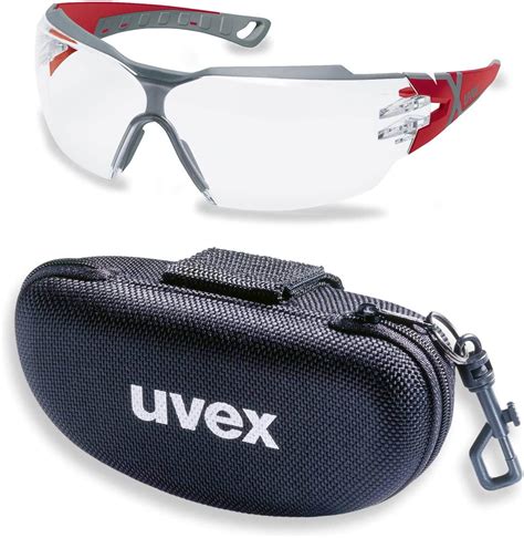 uvex schutzbrille pheos cx2 9198258 rot grau mit uv schutz im set inkl brillenetui leichte