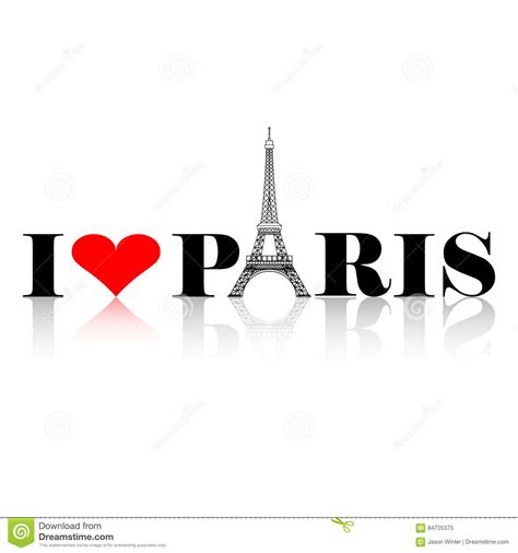 I Love Paris Silhouette Stock Vector Illustration Of Tower 84735375