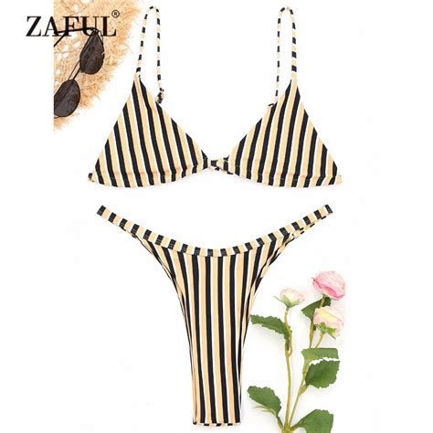 zaful new swimsuit bralette striped thong bikini set women s swimsuit two piece swimwear high