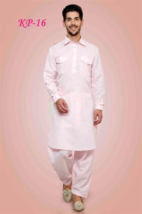 Long Casual Punjabi Cotton Kurta Pajamas With Patiala For Men Size 38