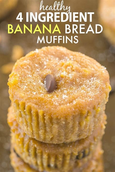 Healthy 4 Ingredient Banana Bread Muffins (Paleo, Vegan ...