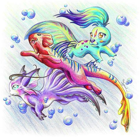 Aquatic Trio Drawing By Fantasy Universe Sipporah