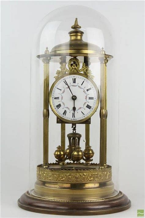 Vintage German Brass Dome Clock With Rotating Pendulum Clocks