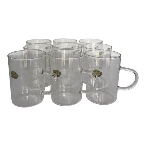 Mid Century Modern Thin Glass Coffee Mugs By Bohemia Glass Set Of 9 Chairish