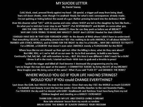 My Suicide Letter By Daniel Seaney This Is Soo Beautiful
