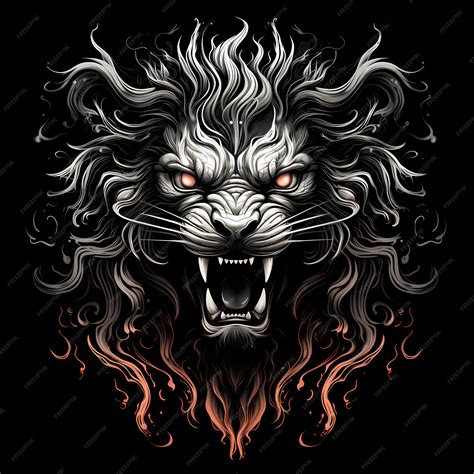 Premium Ai Image Angry Lion Tattoo Design Illustration
