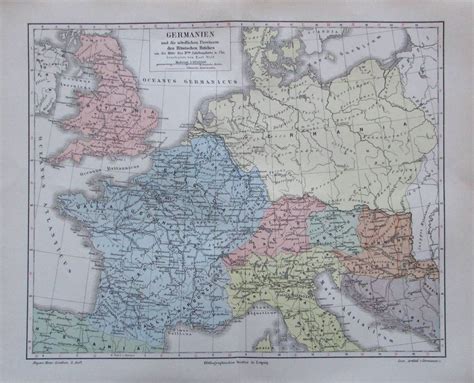 1897 Germanien Alte Landkarte Karte Old Map Alter Vintage World Maps