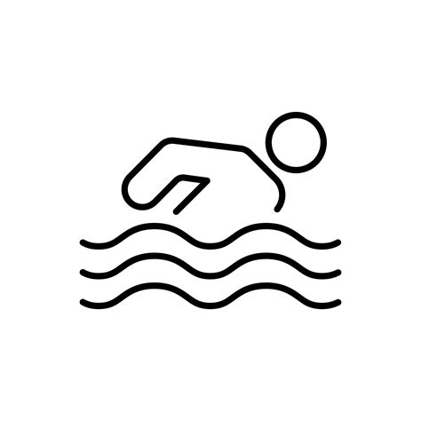 Athlete Stick Man Swim In Sea Black Line Icon Sport Swimmer Dive In Pool Outline Pictogram