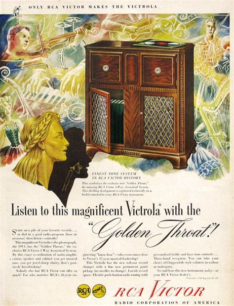 1946 Rca Victor Victrola Ad 1940s Golden Throat Radio Sound Etsy Radio Phonograph Vintage