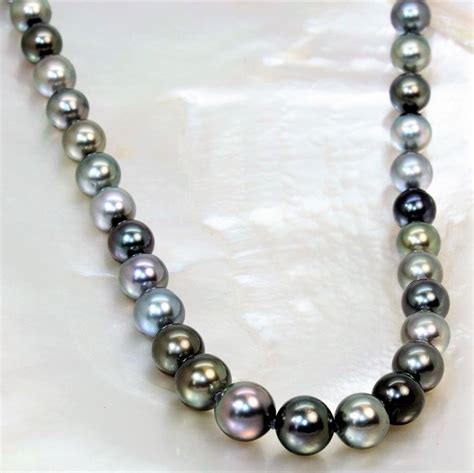 Magnifique Collier Perles Noires Rondes De Tahiti Ø 82x105 Mm 43