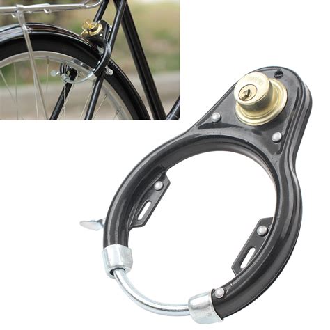 Bike Bicycle Lock Pad Vintage Lock Wheel Lock Set Iron Black W 2 Keys