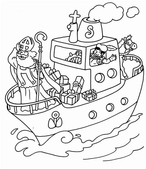 Nederlandse vlaggetjes tekening sinterklaas : Pakjeboot 12 Kleurplaat