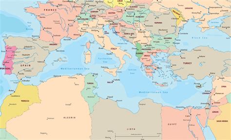 Political Map Of Mediterranean Sea Region Printable Map Of The Mediterranean Sea Area 