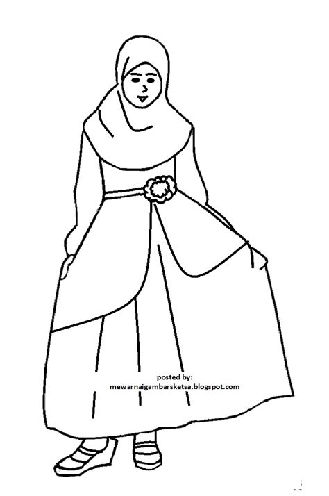 Mewarnai gambar sketsa untuk tk/paud/sd. Mewarnai Gambar: Mewarnai Gambar Princess Muslimah