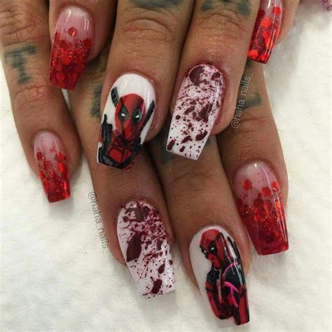 Deadpool Nails Win By Hahanails On Instagram Comicsnailsdesign Unghie Unghie Gel