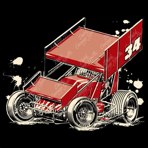 Winged Outlaw Speedway Sprint Car Digital Vector File Pms Colors Etsy