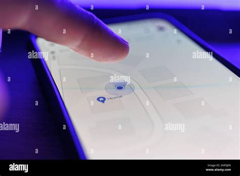 Google maps app on smartphone screen. Close up shot of of navigating on