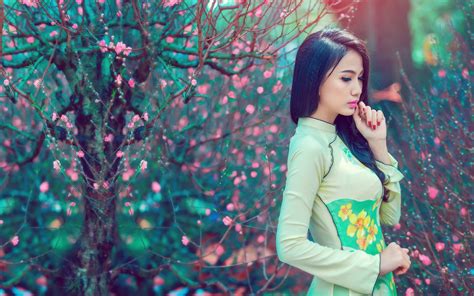 Wallpaper Wanita Model Asia Fotografi Biru Mode Musim Semi