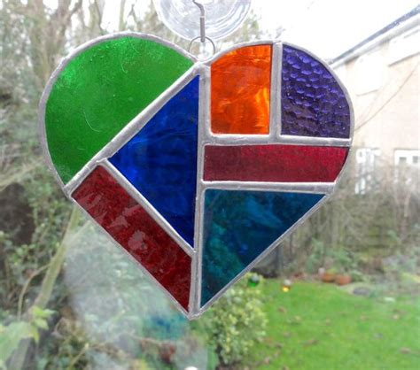 Valentines Stained Glass Heart Suncatcher Multi Stained Glass Designs Stained Glass Panels